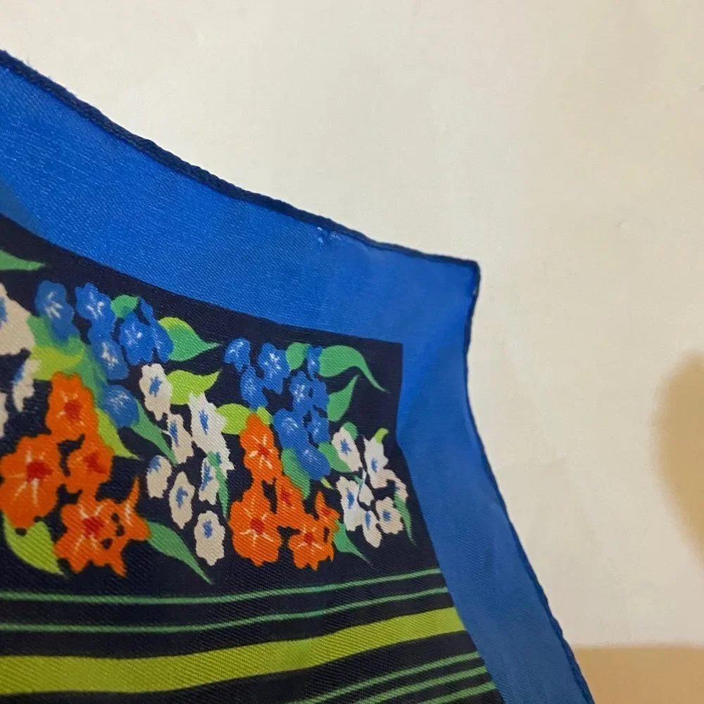 Floral Striped Silk Scarf